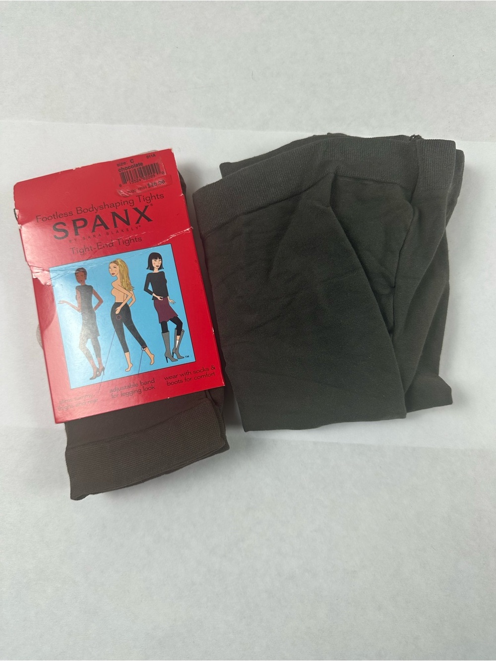 SPANX Footless Bodyshaping Tights x 2 - Brown and Charcoal Size C